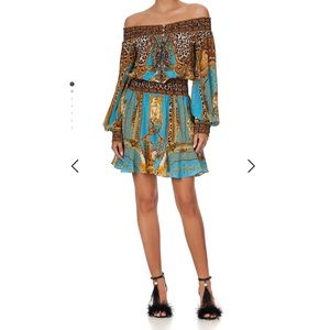 Camilla Off Shoulder Short Dress Dripping In Decadence XS silk